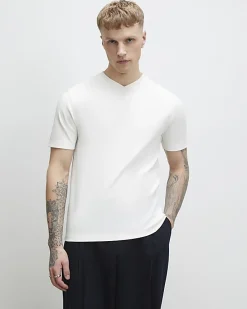 White Essential Slim Fit V Neck T-Shirt