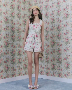White Floral Cotton Waistcoat