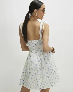 White Floral Tie Shoulder Corset Mini Dress