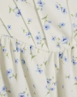 White Floral Tie Shoulder Corset Mini Dress