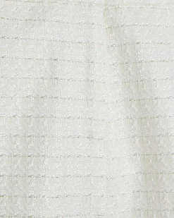 White Fringe Hem Boucle Shorts