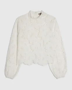 White High Neck Lace Blouse
