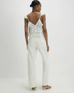 White High Waisted Relaxed Straight Jeans
