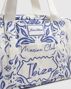 White Ibiza Print Holdall Bag