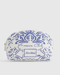 White Ibiza Print Makeup Pouch