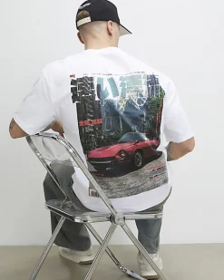 White Japanese Car Graphic Midweight T-Shirt