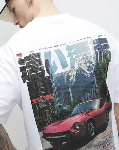 White Japanese Car Graphic Midweight T-Shirt