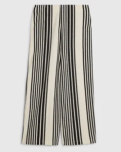 White Jersey Stripe Culottes