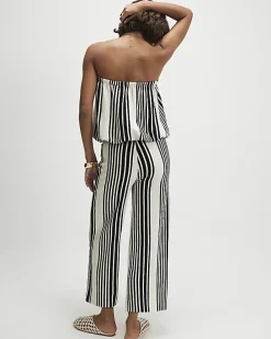 White Jersey Stripe Culottes