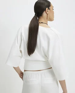 White Kimono Sleeve Jersey T-shirt