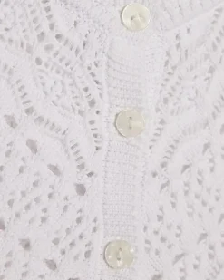 White Knit Scallop Trim Top