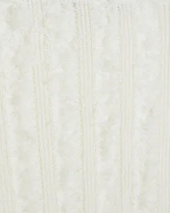 White Knitted Fringed Midi Skirt