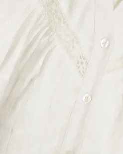White Lace Detail Short Sleeve Blouse