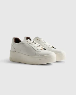 White Lace Up Flatform Trainers