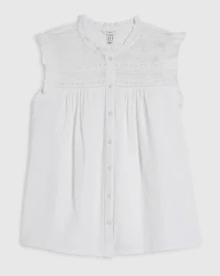 White Lace Yoke Blouse
