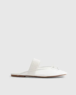 White Mesh Backless Ballet Pumps
