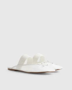 White Mesh Backless Ballet Pumps