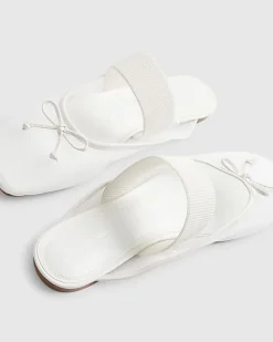 White Mesh Backless Ballet Pumps