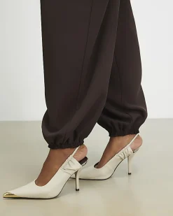 White Metal Toe Cap Slingback Court Heels