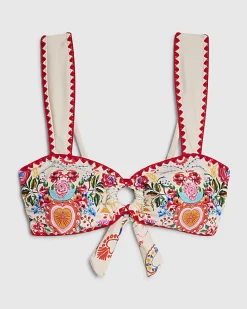 White Mexicana Floral Print Bikini Top