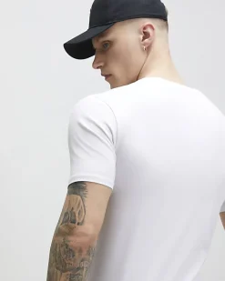 White Muscle Fit Essential V Neck T-Shirt