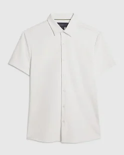 White Muscle Fit Pique Shirt
