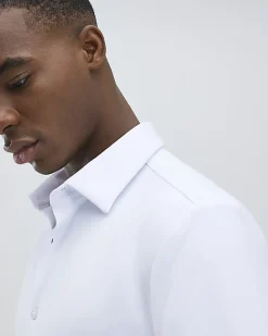 White Muscle Fit Stretch Pique Smart Shirt