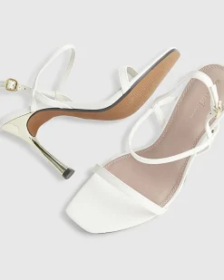 White Open Back Heeled Sandals