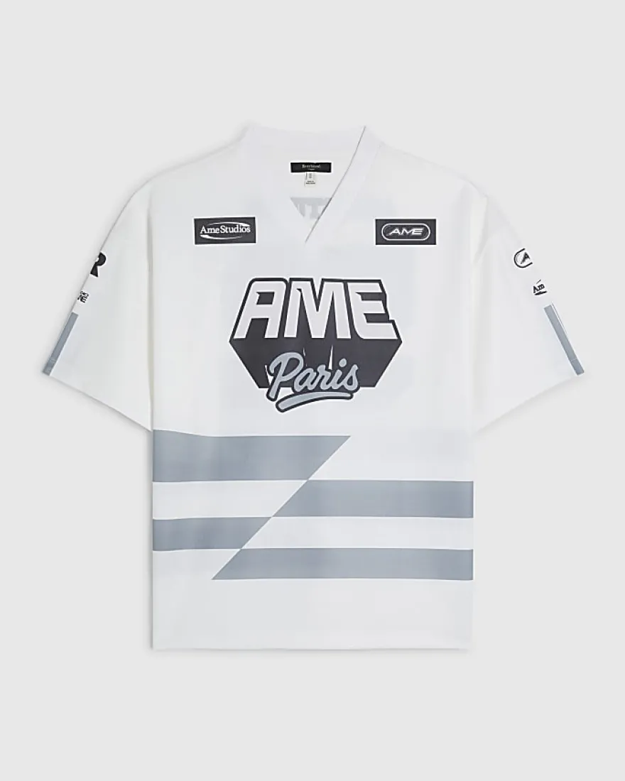 White Oversized Fit Ame Paris T-Shirt