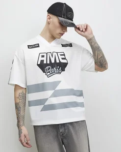 White Oversized Fit Ame Paris T-Shirt