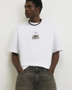 White Oversized Fit Cafe Rivere T-Shirt
