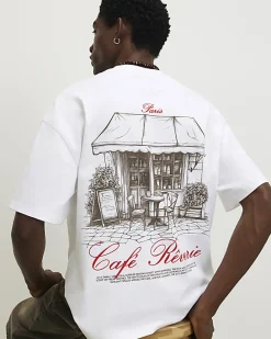 White Oversized Fit Cafe Rivere T-Shirt