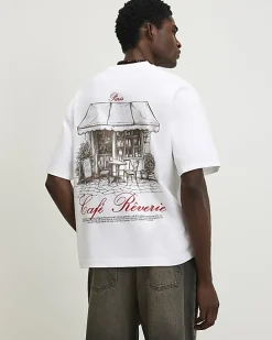 White Oversized Fit Cafe Rivere T-Shirt