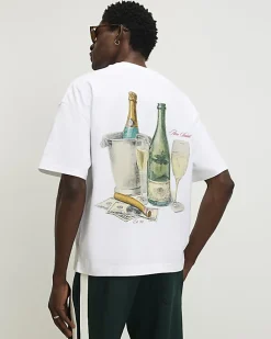 White Oversized Fit Champagne Bucket T-Shirt