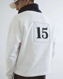 White Oversized Fit Colour Block Rugby Shirt