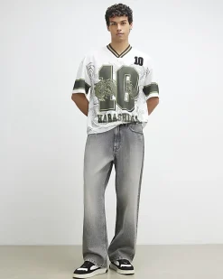 White Oversized Fit Dragon Graphic T-Shirt