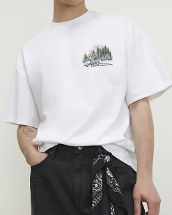 White Oversized Fit Fire House T-Shirt