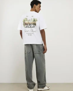 White Oversized Fit Graphic T-Shirt