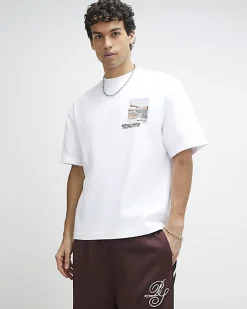 White Oversized Fit Graphic Print T-Shirt