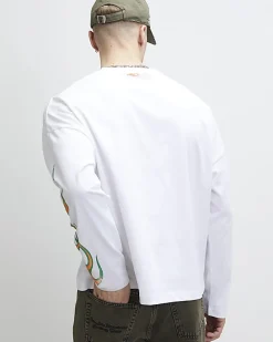 White Oversized Fit Heavyweight Print T-Shirt
