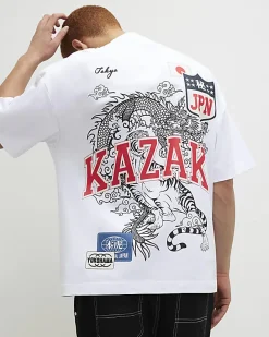White Oversized Fit Kazaki T-Shirt