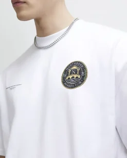 White Oversized Fit Lightweight Print T-Shirt