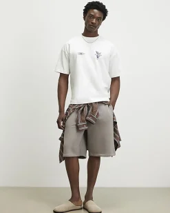White Oversized Fit Midweight Print T-shirt