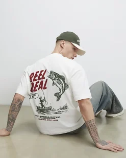 White Oversized Fit Midweight Fish T-Shirt