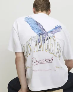 White Oversized Fit Midweight Eagle T-Shirt