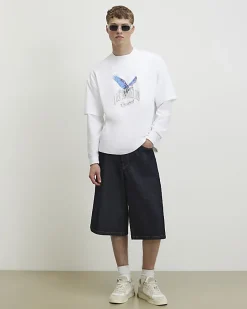 White Oversized Fit Midweight Eagle T-Shirt