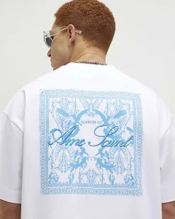 White Oversized Fit Midweight Print T-Shirt