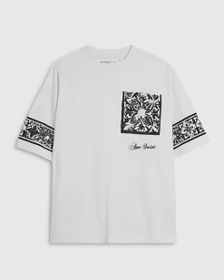 White Oversized Fit Midweight Print T-Shirt