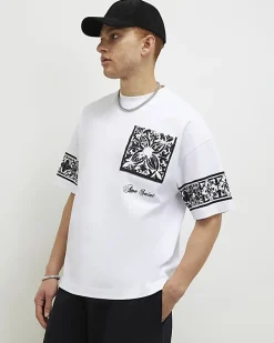 White Oversized Fit Midweight Print T-Shirt
