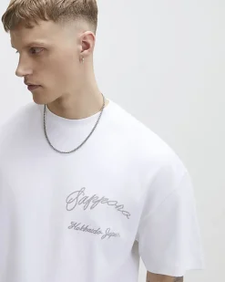 White Oversized Fit Sappora Crane T-Shirt